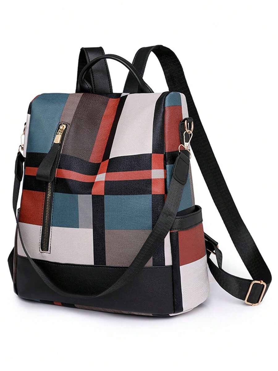 SHEIN PLECAK WZÓR KRATKA S07__34X32CM