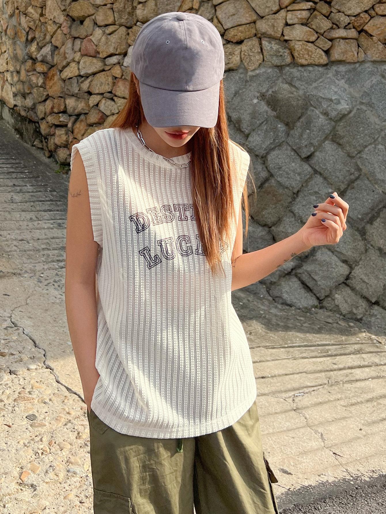 SHEIN KREMOWA BLUZKA BEZ RĘKAWÓW S06__XL