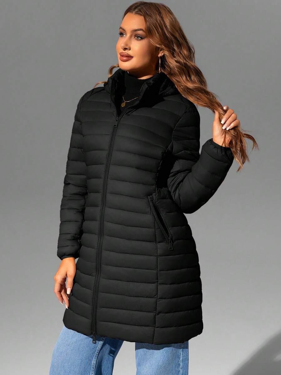 SHEIN CZARNA PIKOWANA KURTKA ZAMEK W01__M