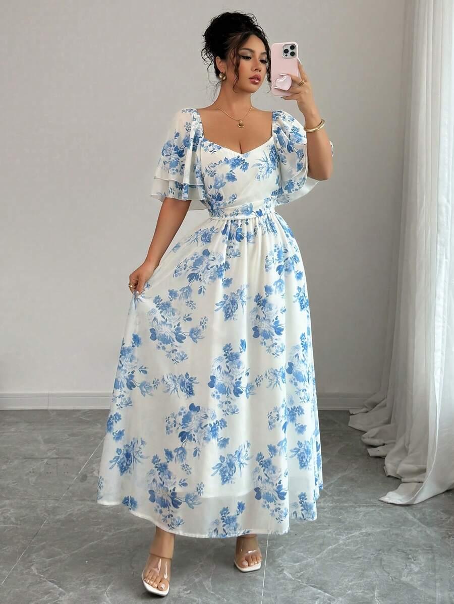 SHEIN MAXI SUKIENKA KWIATY S09__L