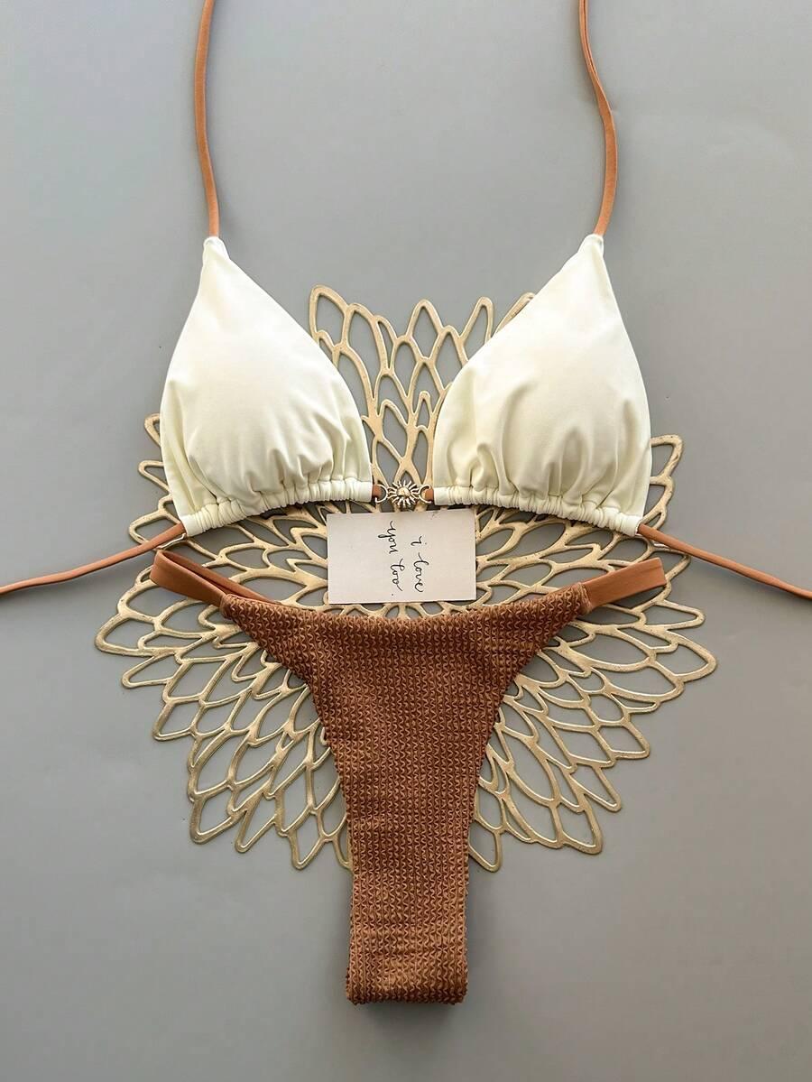 SHEIN DWUCZĘŚCIOWY STRÓJ KĄPIELOWY TEKSTURA S06__M