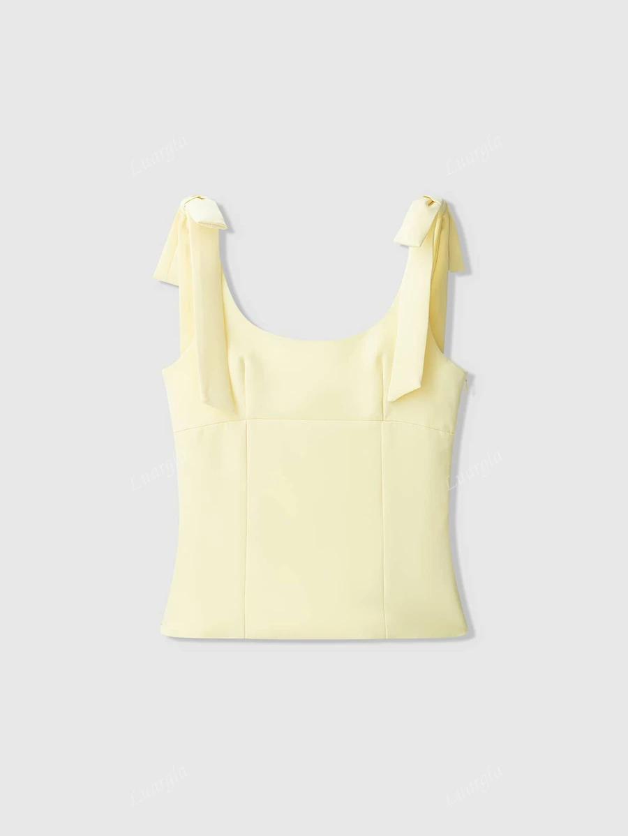 SHEIN ŻÓŁTY TOP WIĄZANIA S06__XS