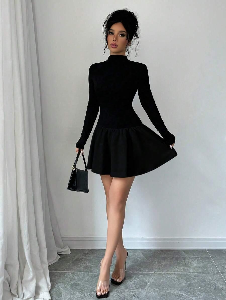 SHEIN CZARNA MINI SUKIENKA S06__S