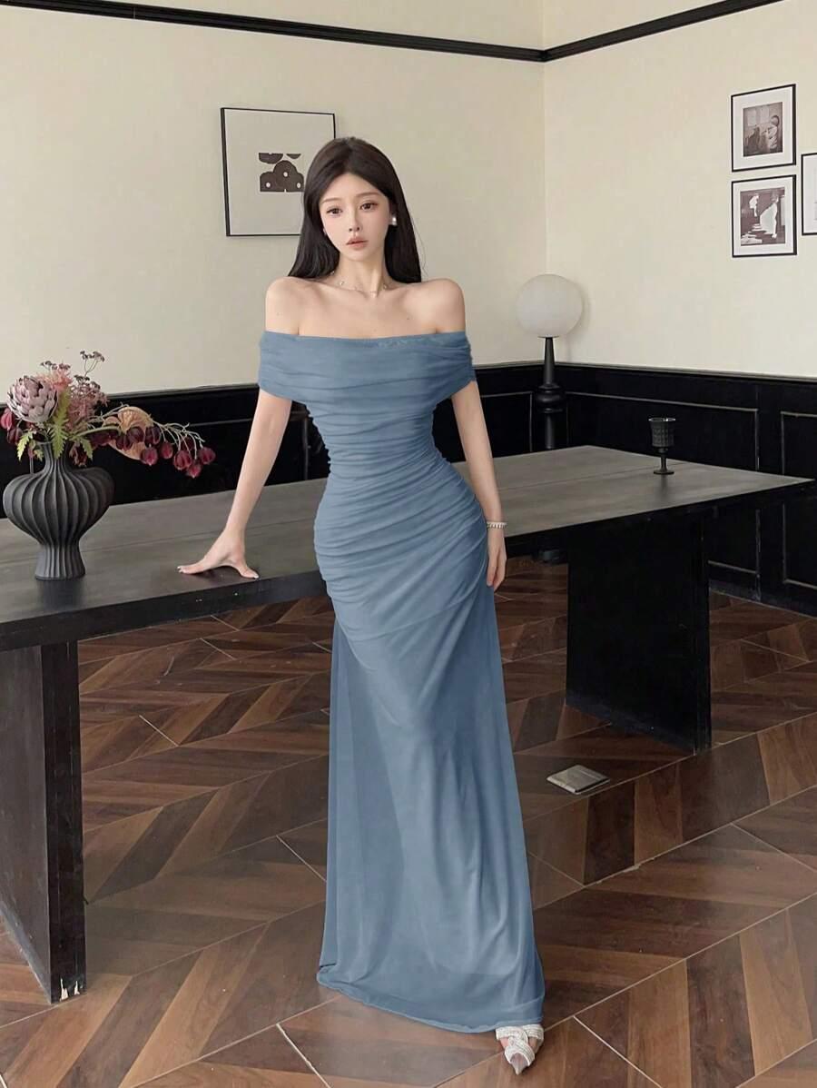 SHEIN NIEBIESKA MAXI SUKIENKA S06__S