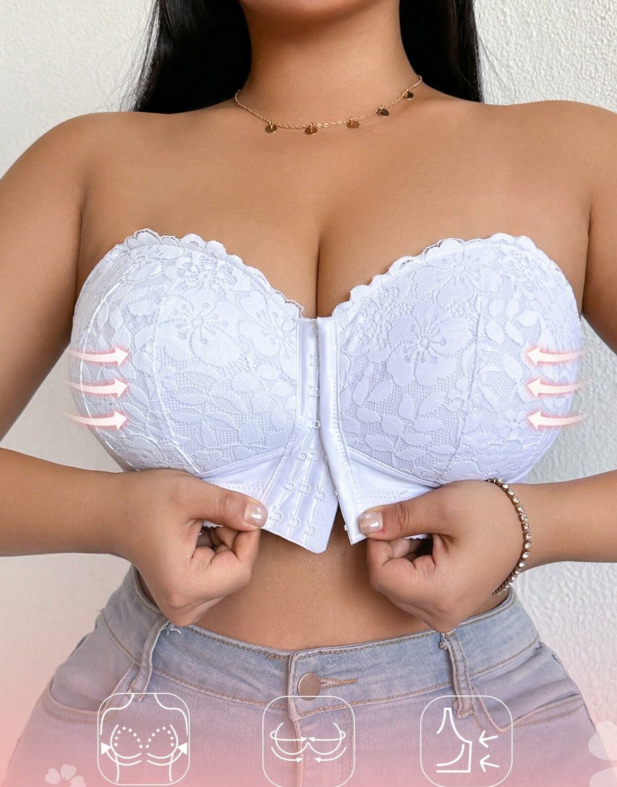SHEIN BIAŁY BIUSTONOSZ KORONKA S06__105C