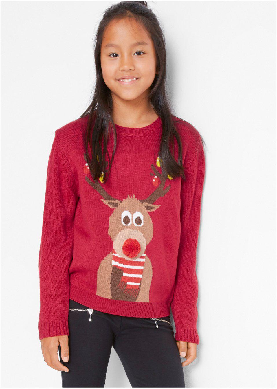 CZERWONY SWETER WZÓR RENIFER BDD__92-98CM