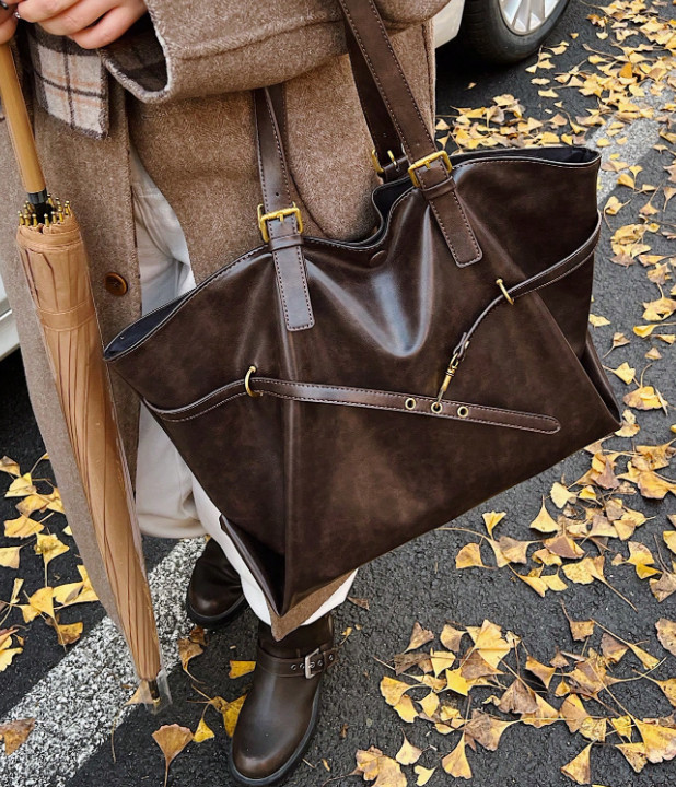 SHEIN BRĄZOWA TOREBKA IMITACJA SKÓRY S07__42X18X30