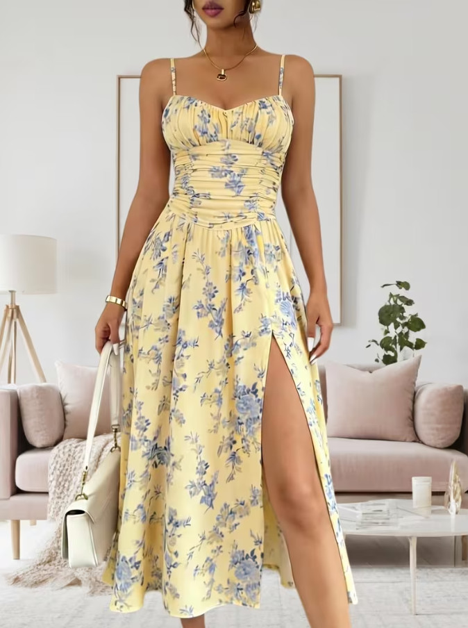 SHEIN MIDI SUKIENKA WZÓR KWIATY PK01__XS