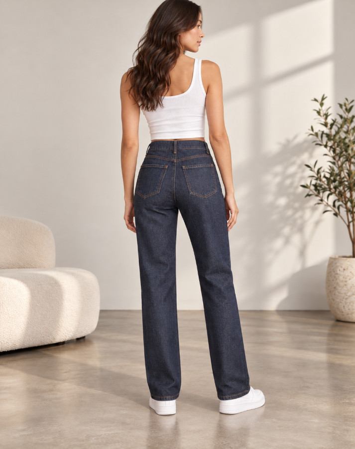 SHEIN SPODNIE JEANS ZAMEK KIESZENIE WYSOKI STAN PK01__XXS