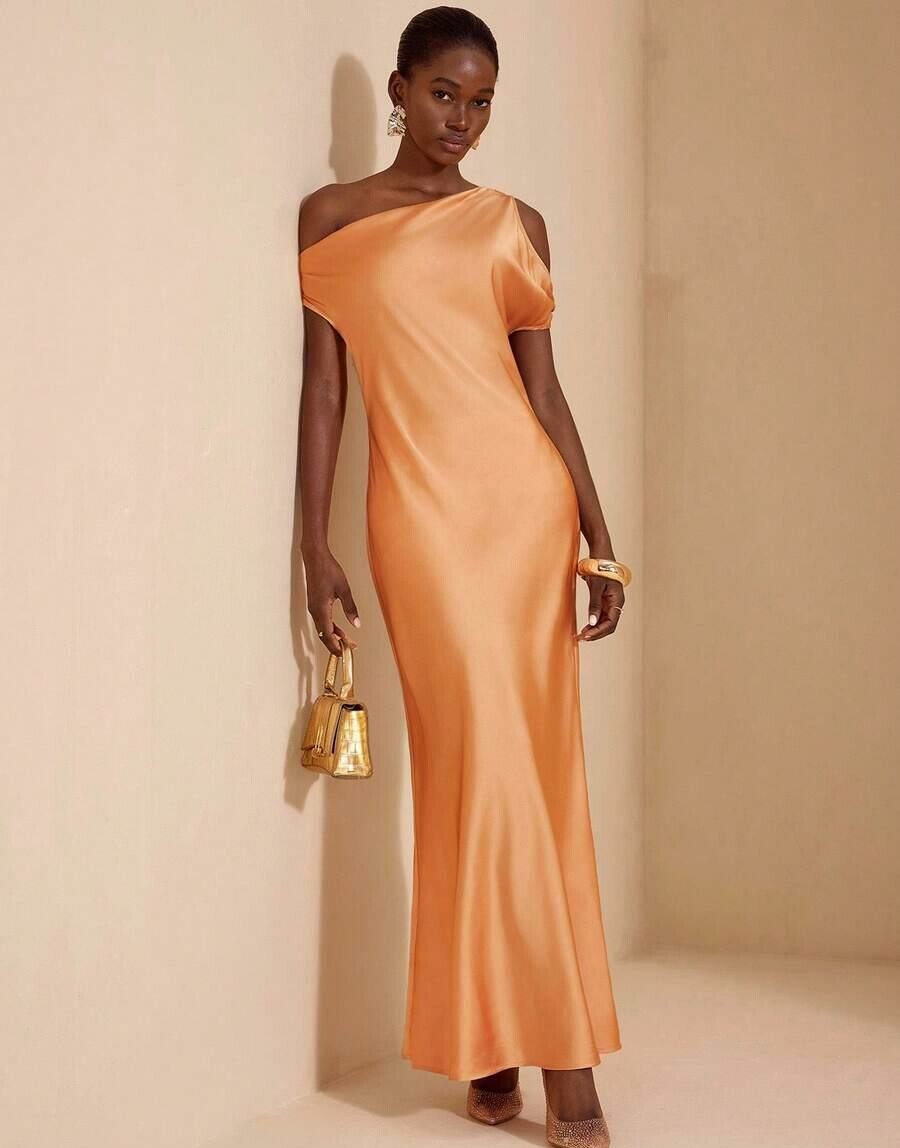 SHEIN SATYNOWA MAXI SUKIENKA S06__S