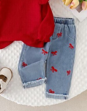 SHEIN NIEBIESKIE DŻINSY HAFT S06__92/98
