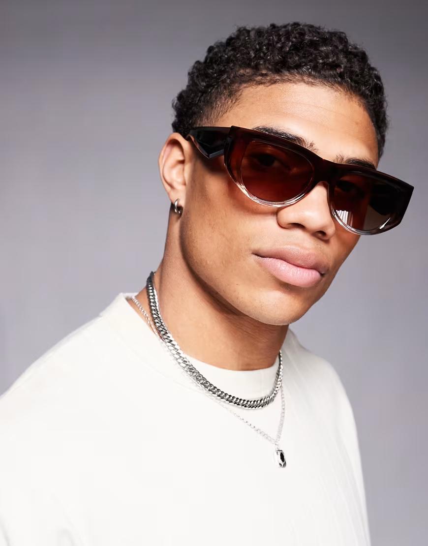 BRĄZOWE OKULARY PRZECIWSŁONECZNE OMBRE AVIATOR PK01
