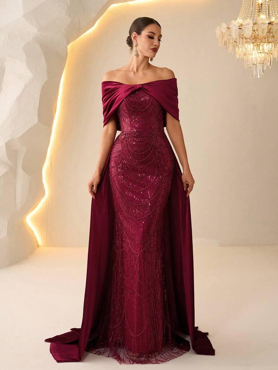 SHEIN BORDOWA MAXI SUKIENKA ZDOBIENIA S06__XL