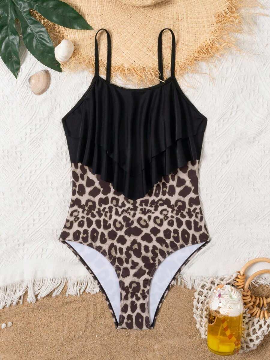 SHEIN JEDNOCZĘŚCIOWY STRÓJ KĄPIELOWY ANIMAL PRINT S09__140-146