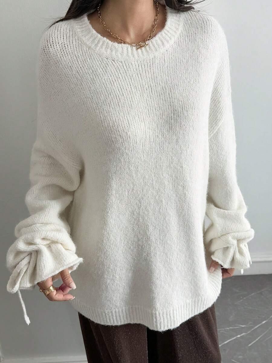 SHEIN BIAŁY SWETER OKRĄGŁY DEKOLT S06__S