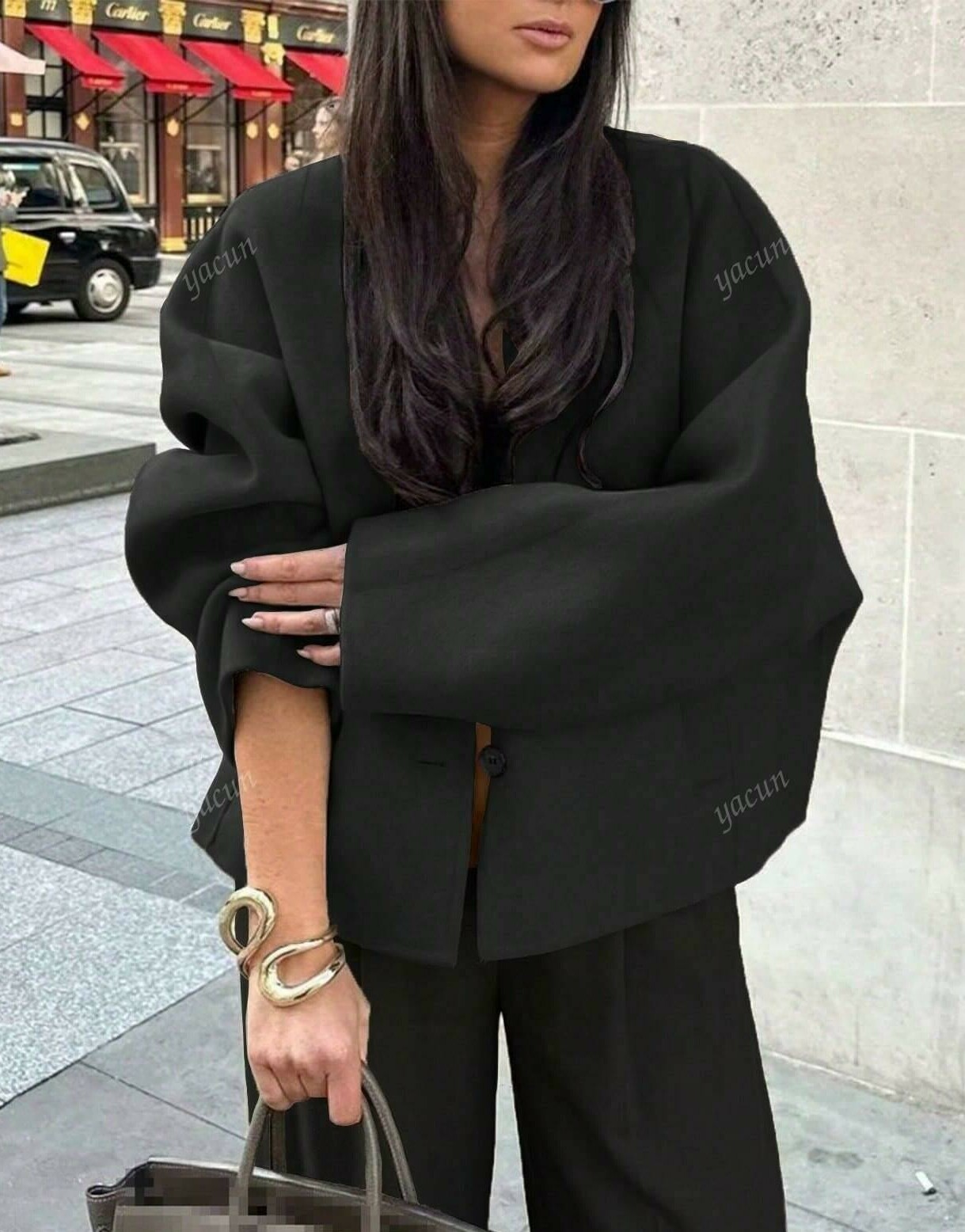 SHEIN CZARNA KURTKA GUZIKI W01__S