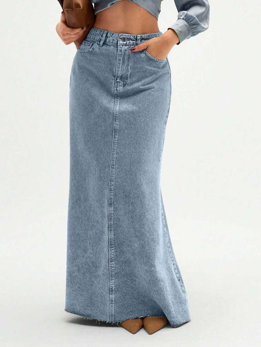 SHEIN NIEBIESKA JEANSOWA SPÓDNICA S06__S