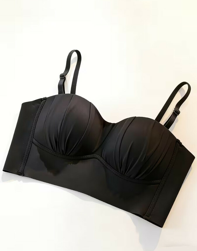 SHEIN CZARNY BIUSTONOSZ MARSZCZENIE PK01__L