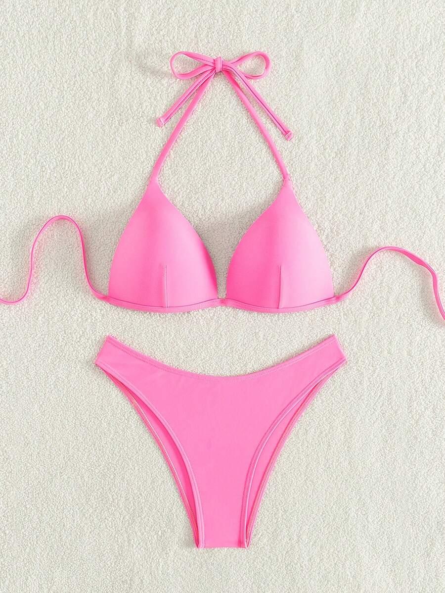 SHEIN RÓŻOWY DWUCZĘŚCIOWY STRÓJ KĄPIELOWY S09__L