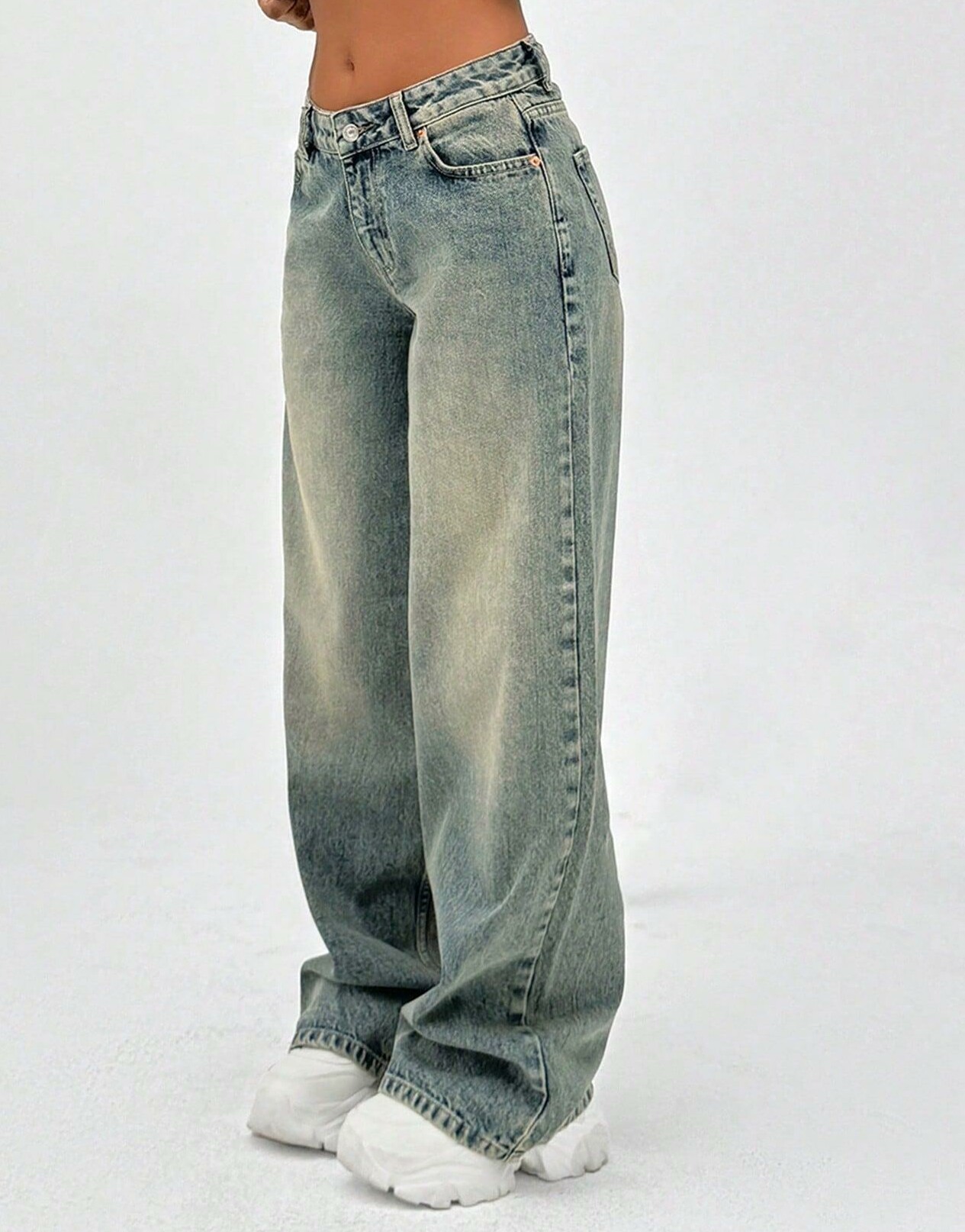 SHEIN SPODNIE SZEROKIE NOGAWKI JEANS PK01__M