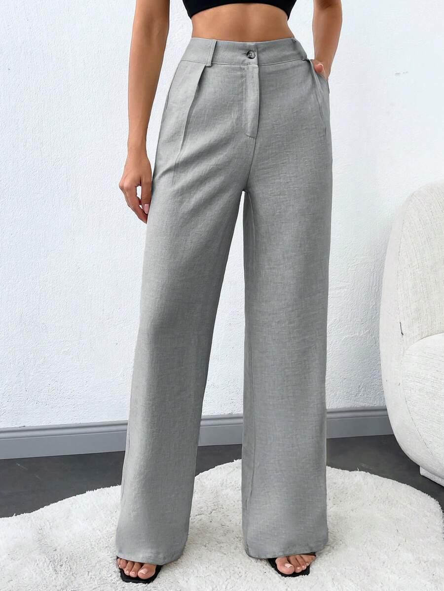 SHEIN SZARE SPODNIE PROSTE NOGAWKI S06__M