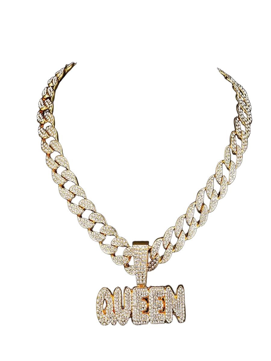 SHEIN ZŁOTY NASZYJNIK ZDOBIENIE QUEEN S07__