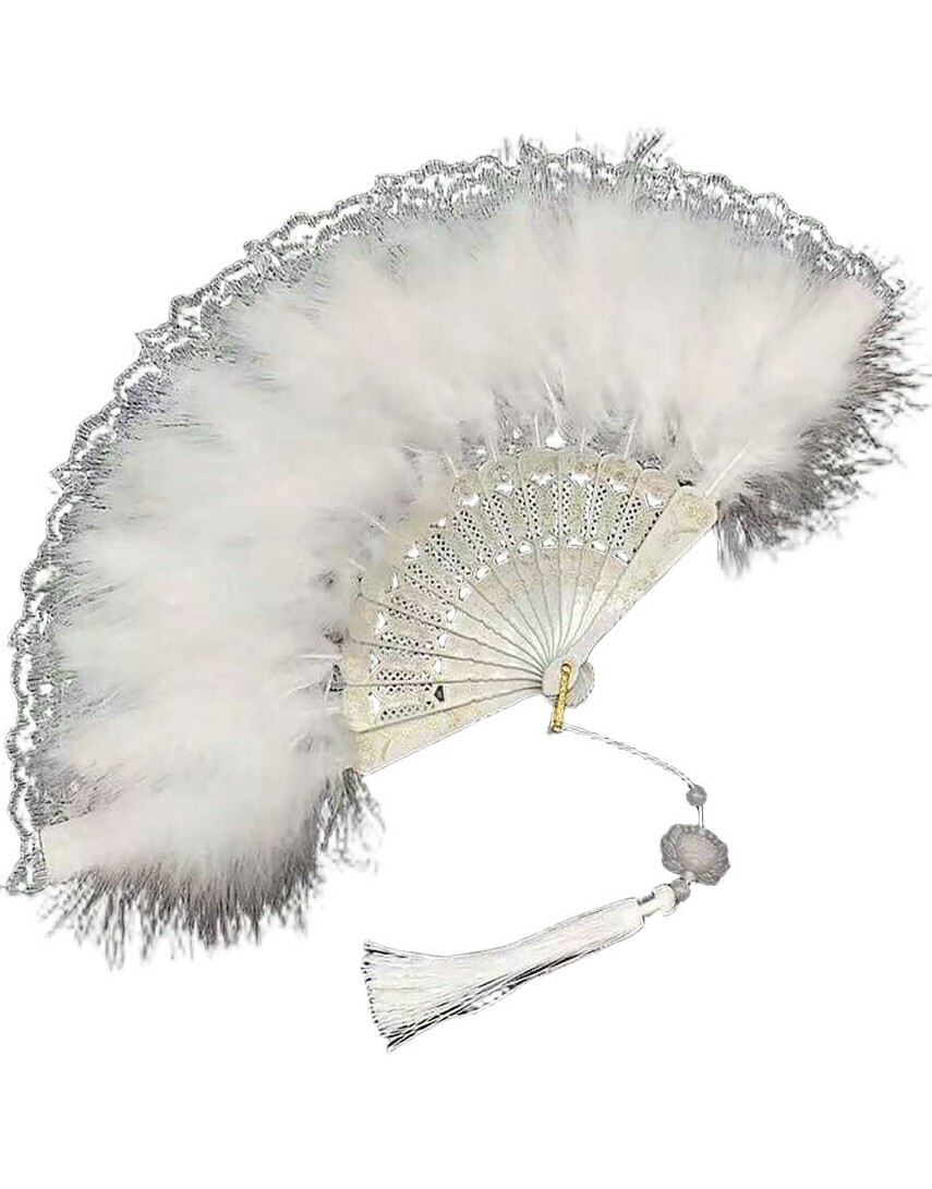 SHEIN BIAŁY WACHLARZ PIÓRA S07__24CM