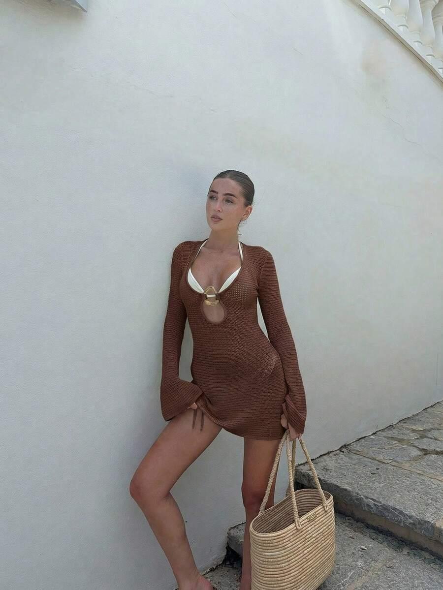 SHEIN TUNIKA PLAŻOWA ZDOBIENIE S06__L