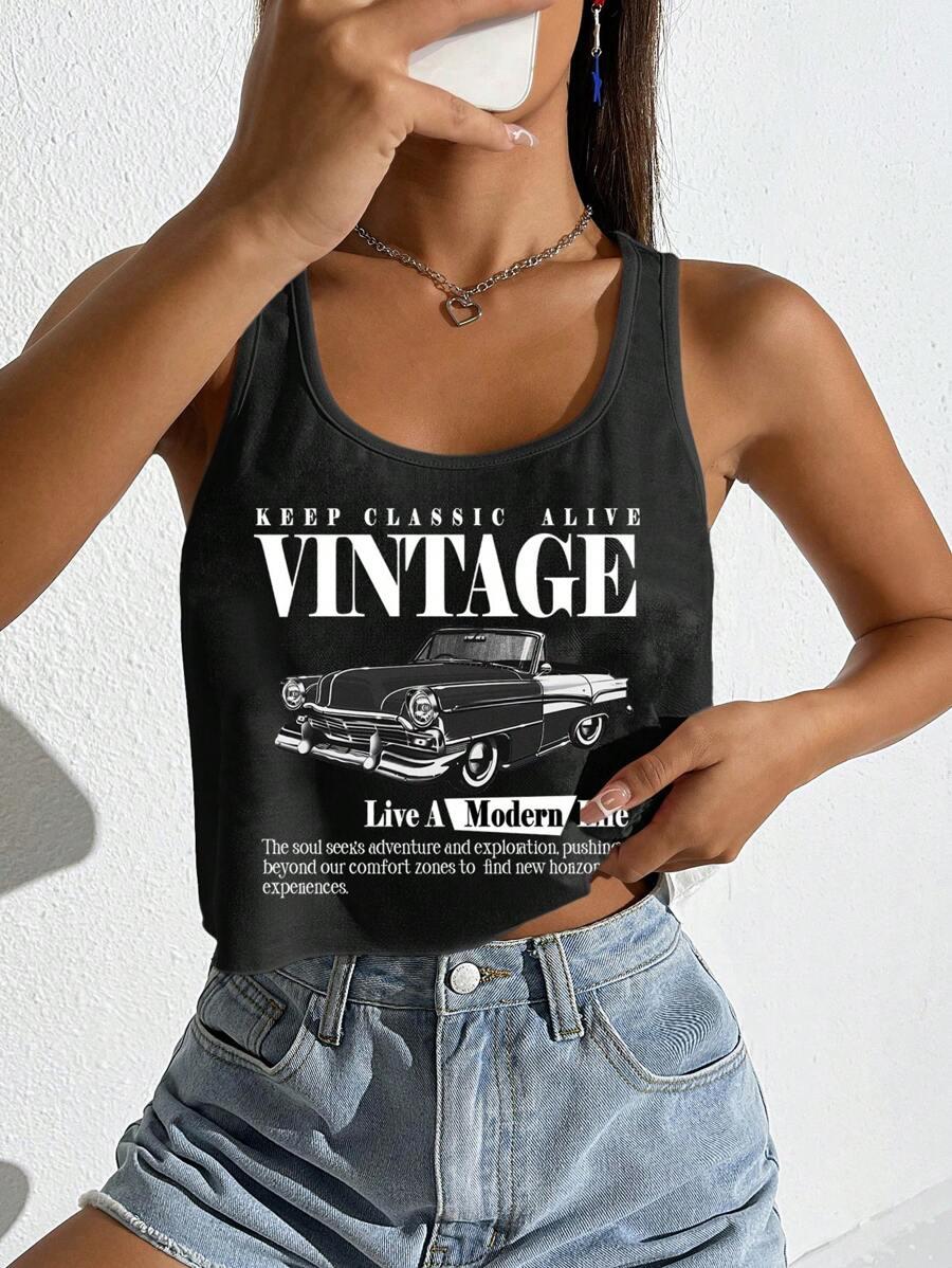SHEIN CZARNY TOP NADRUK S06__M
