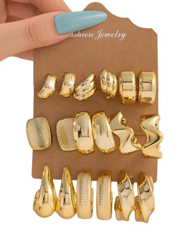 SHEIN ZŁOTE KOLCZYKI 9-PACK S07
