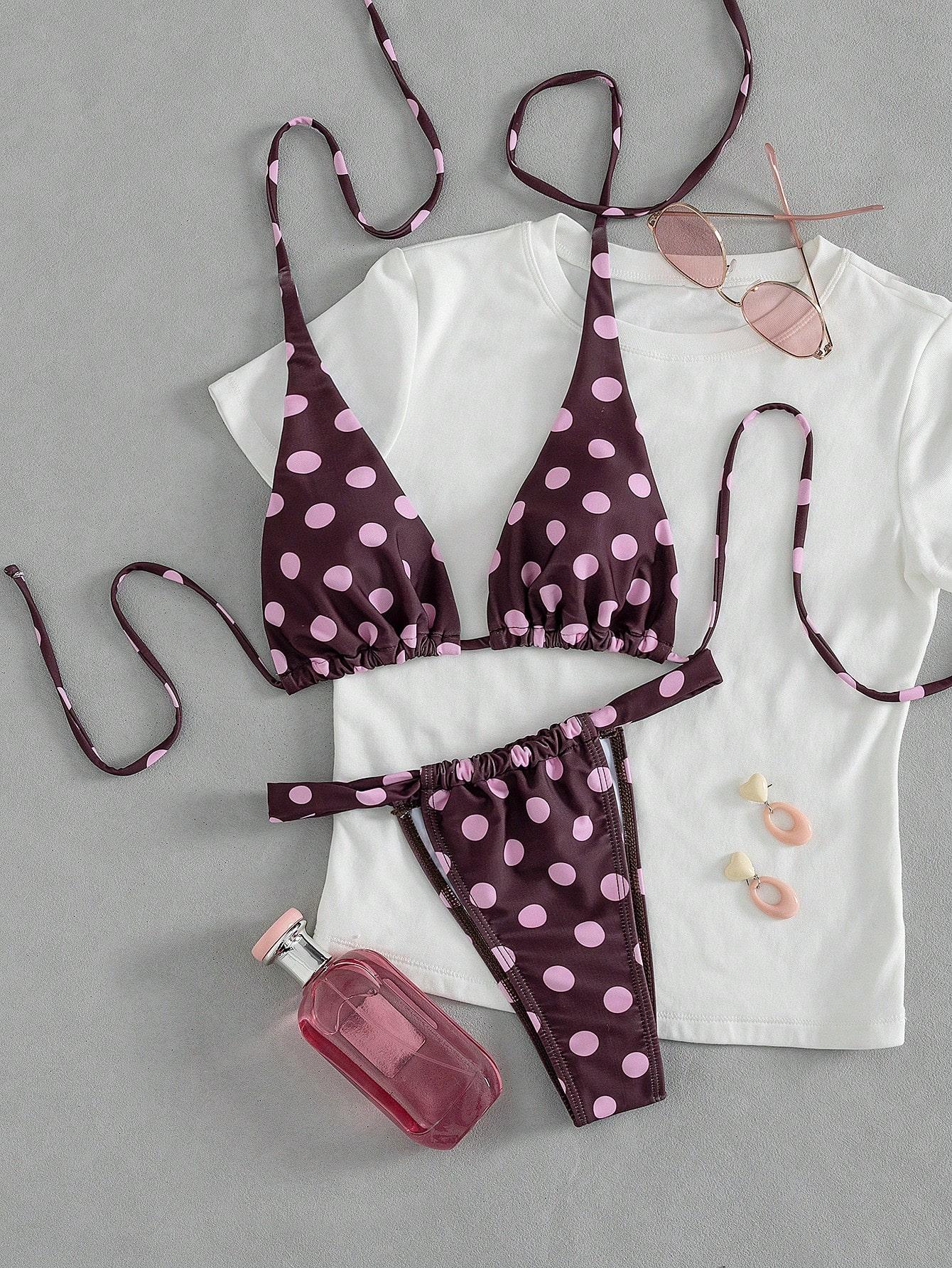 SHEIN DWUCZĘŚCIOWY STRÓJ KĄPIELOWY GROSZKI S09__XS