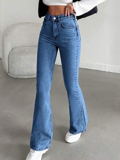 SHEIN SPODNIE JEANS DZWONY S06__L