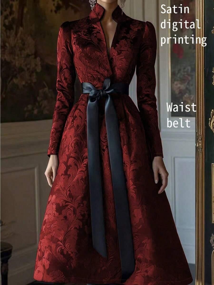 SHEIN CZERWONA SUKIENKA MAXI WZÓR S06__S