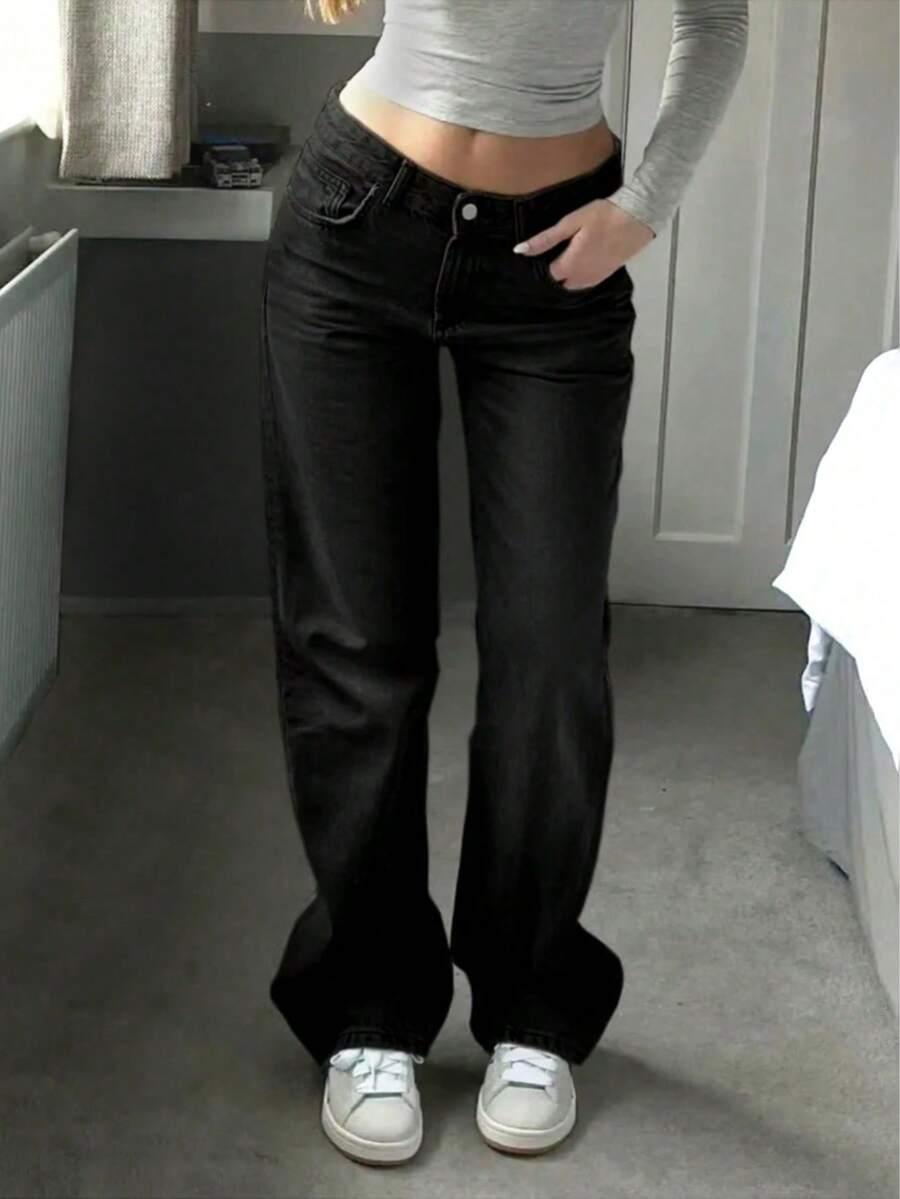 SHEIN CZARNE SPODNIE JEANS S06__176