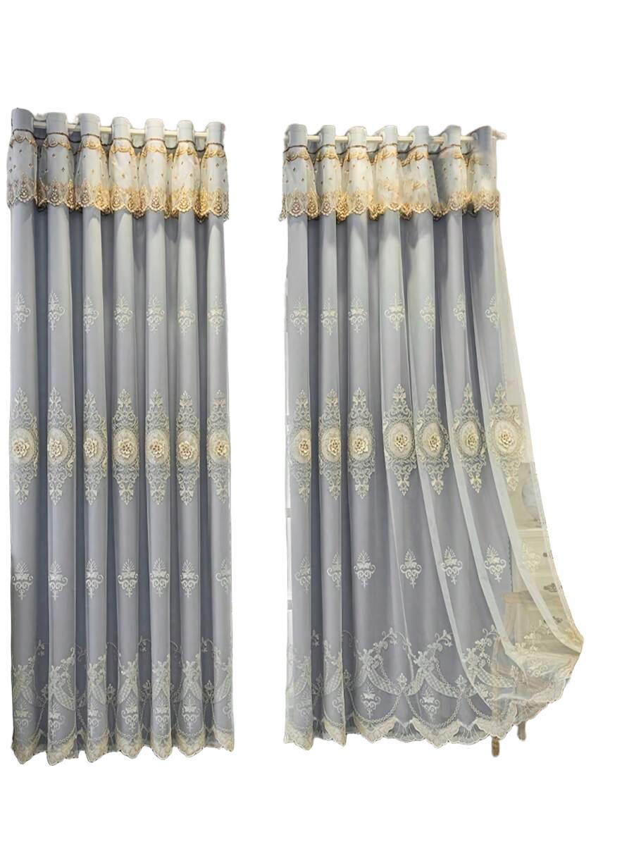 SHEIN SZARA ZASŁONA KORONKA S07__300X260CM