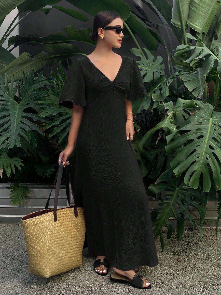 SHEIN CZARNA MAXI SUKIENKA S06__L