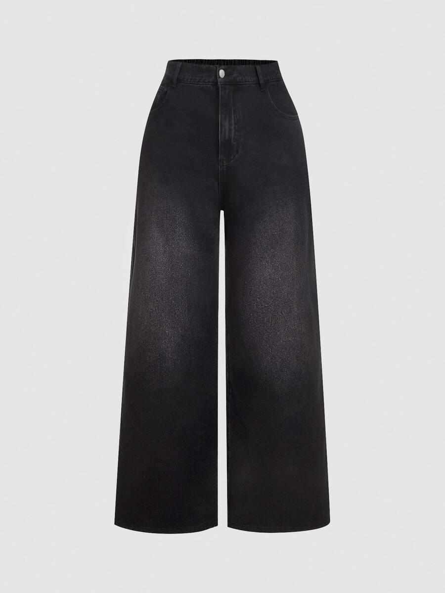 SHEIN CZARNE SPODNIE JEANS WYSOKI STAN PK01__XXL