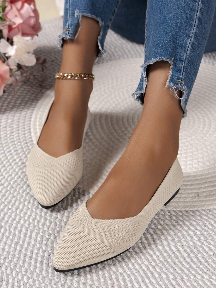 SHEIN BEŻOWE BALERINY SZPIC S06__38