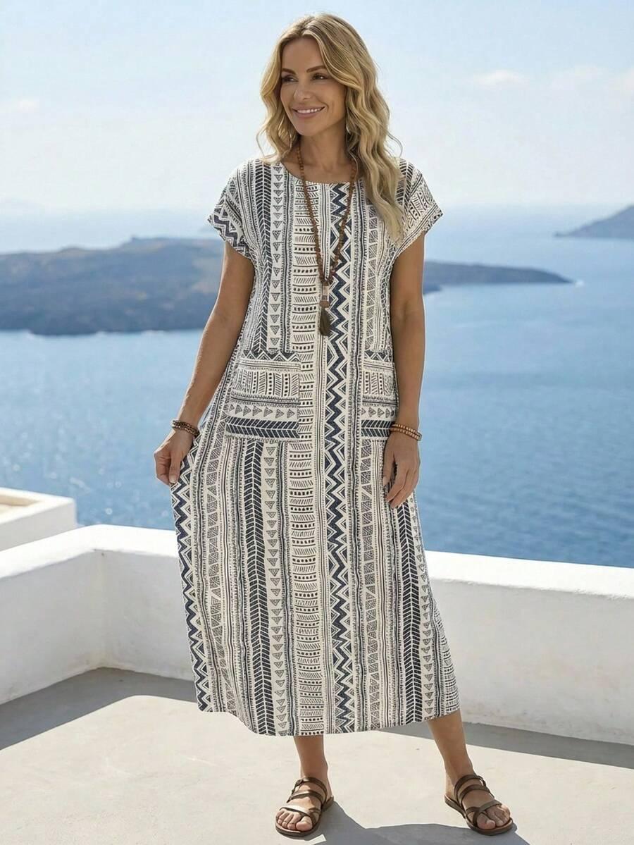 SHEIN SUKIENKA Z KRÓTKIM RĘKAWEM S06__M