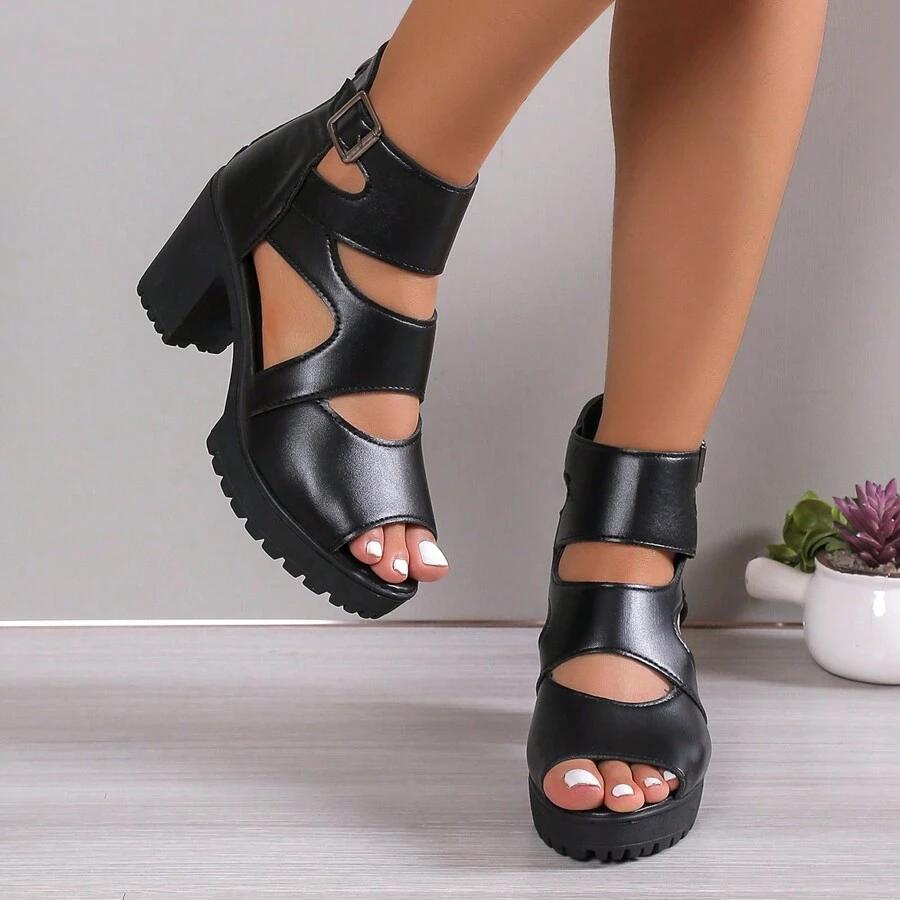 SHEIN CZARNE BOTKI WYCIĘCIA IMITACJA SKÓRY S06__40,5