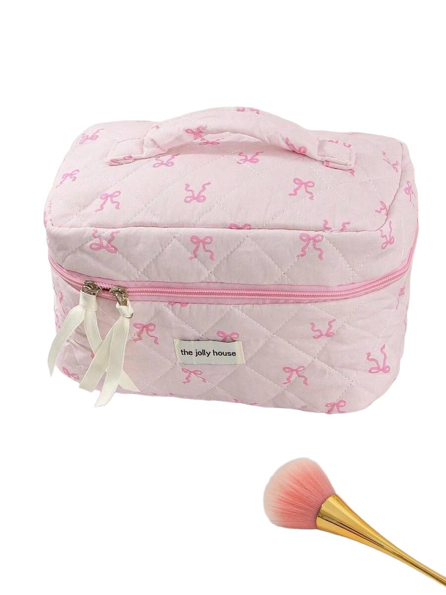 SHEIN RÓŻOWA KOSMETYCZKA KOKARDY S07__24X17