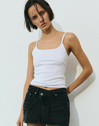 PULL&BEAR BIAŁY TOP NA RAMIĄCZKACH PK01__S