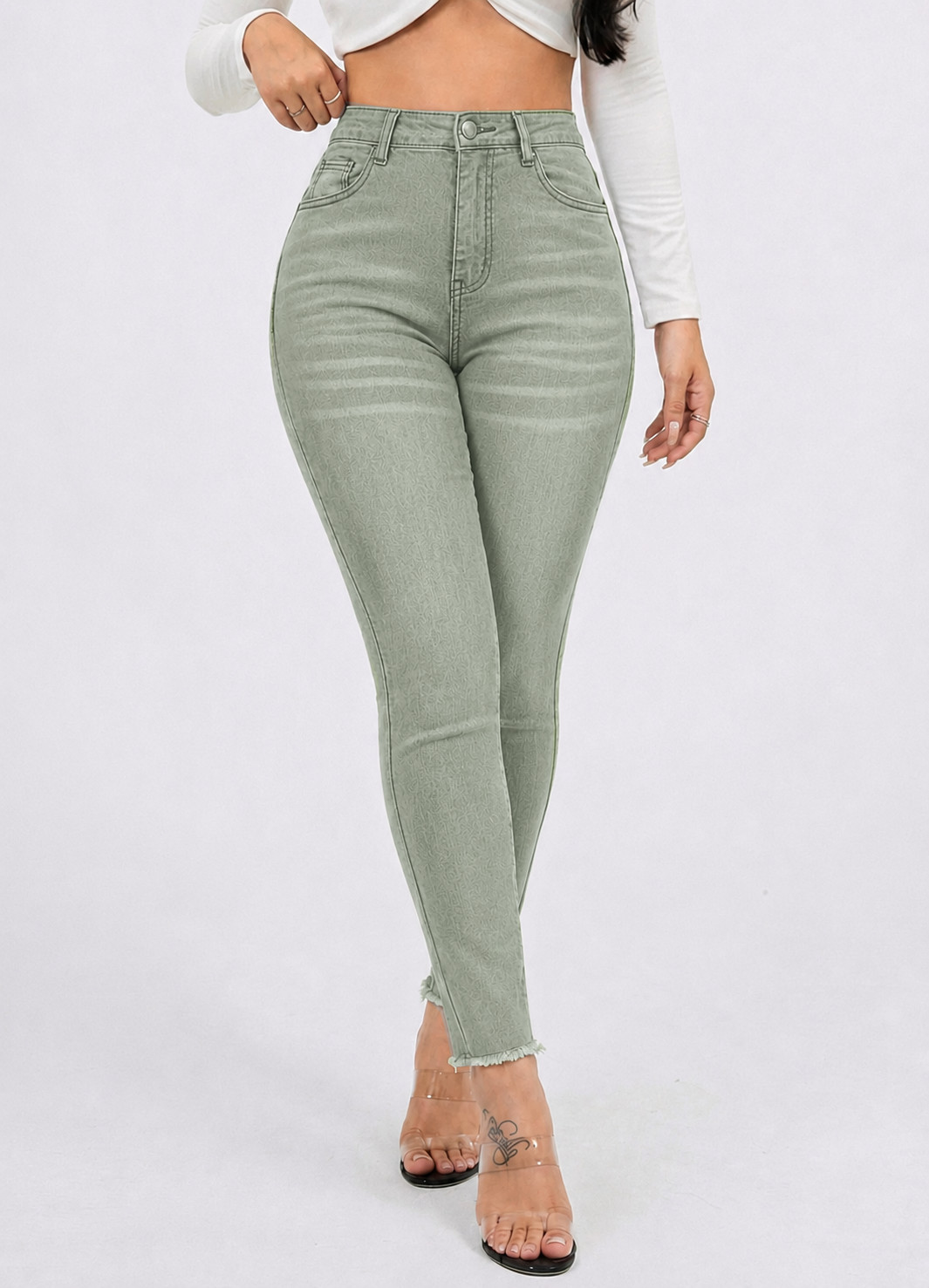 FLEXRA ZIELONE SPODNIE SKINNY JEANS PK01__L