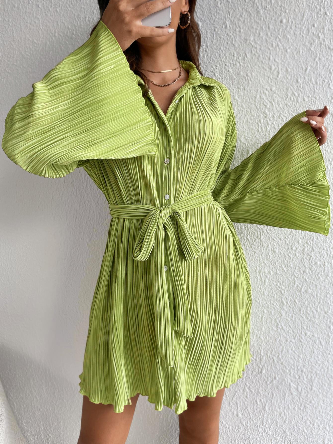 SHEIN ZIELONA PLISOWANA SUKIENKA S06__S