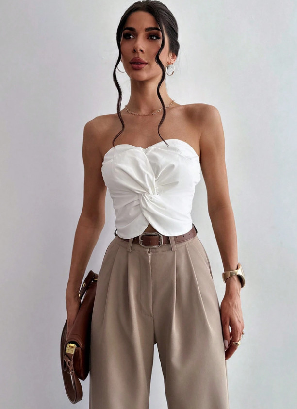 SHEIN BIAŁY TOP MARSZCZENIE S06__S