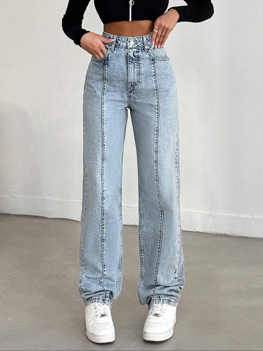 SHEIN SPODNIE JEANS WYSOKI STAN S06__L