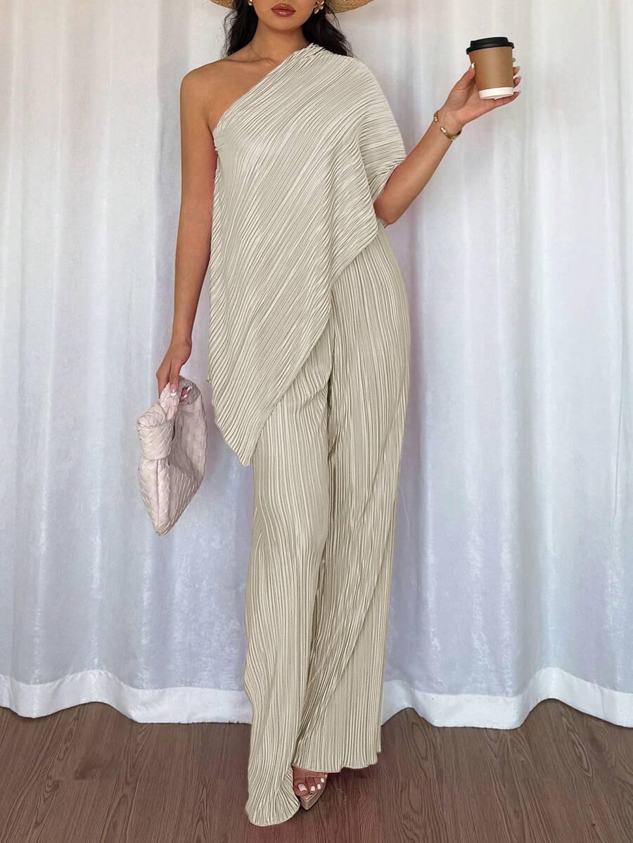 SHEIN PLISOWANY KOMPLET BLUZKA SPODNIE S06__M