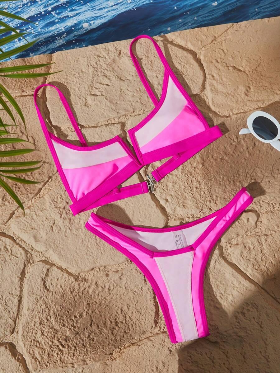 SHEIN RÓŻOWY DWUCZĘŚCIOWY STÓJ KĄPIELOWY S09__XS