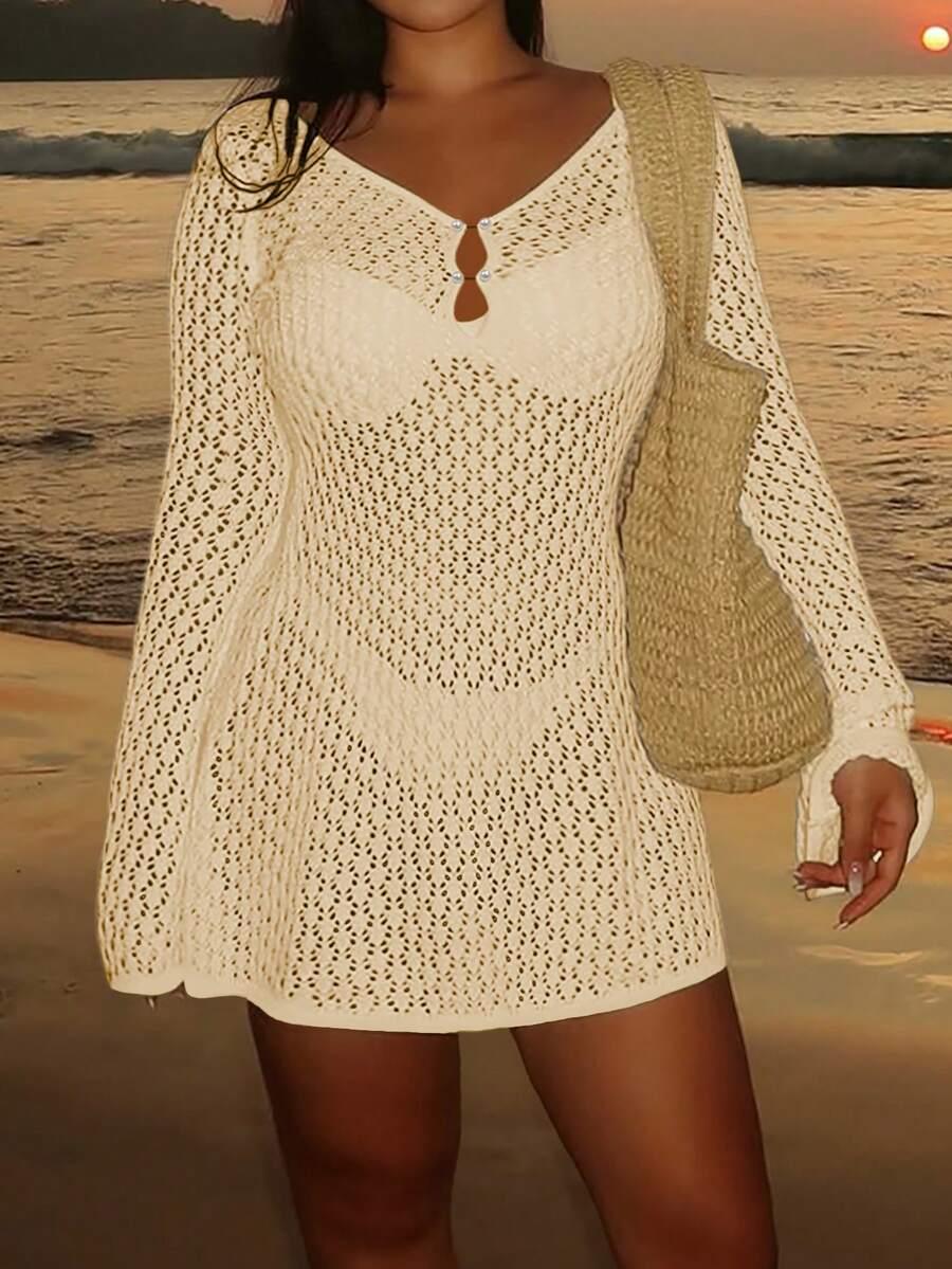 SHEIN BEŻOWA SUKIENKA PLAŻOWA PK01__M