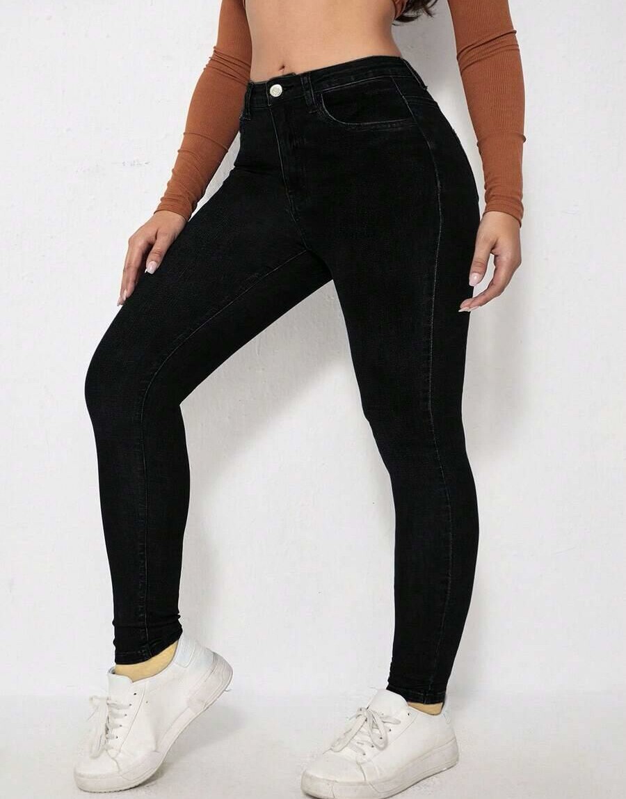 SHEIN CZARNE SPODNIE JEANS RURKI S06__46